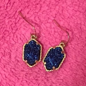 Blue/Gold Druzy Earrings